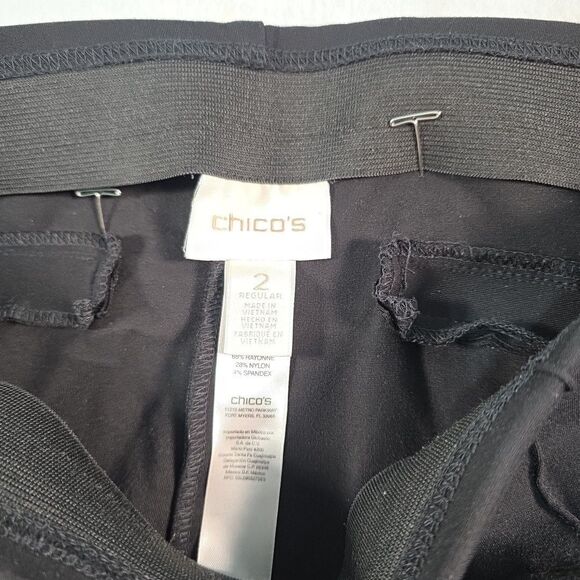 Chico's So Slimming Juliet Pants Straight Leg Black Ponte Size 2 -12 Side Zip - Picture 5 of 9